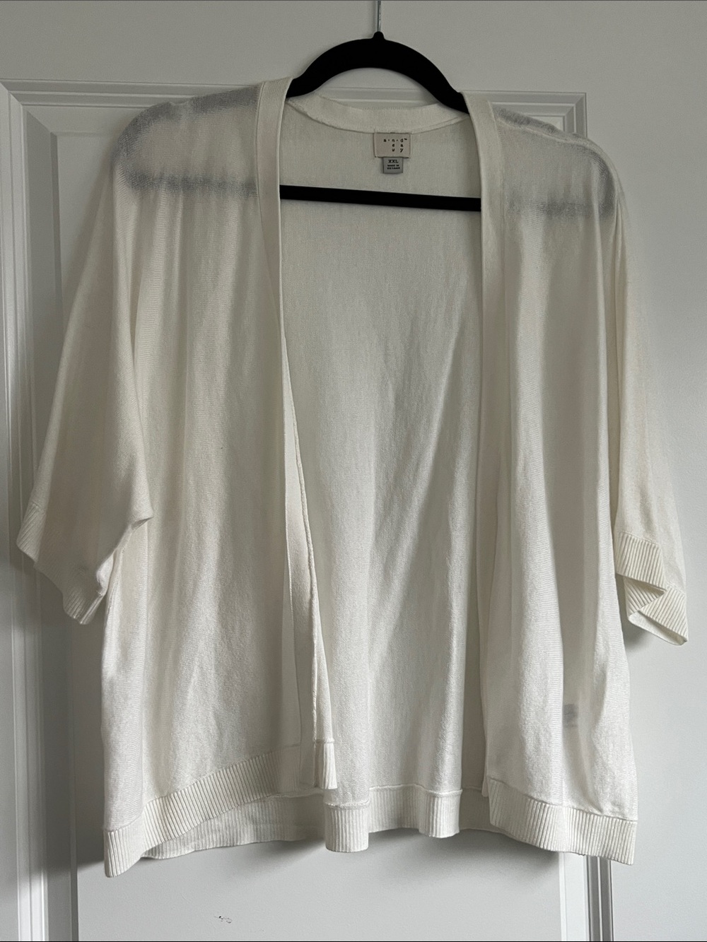 Lightweight Open-Front Cream plus Sweater Cardigan